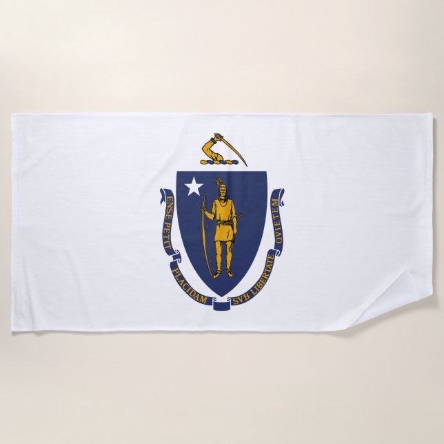 Toalla De Playa Bandera estatal de Massachusetts (Anverso)