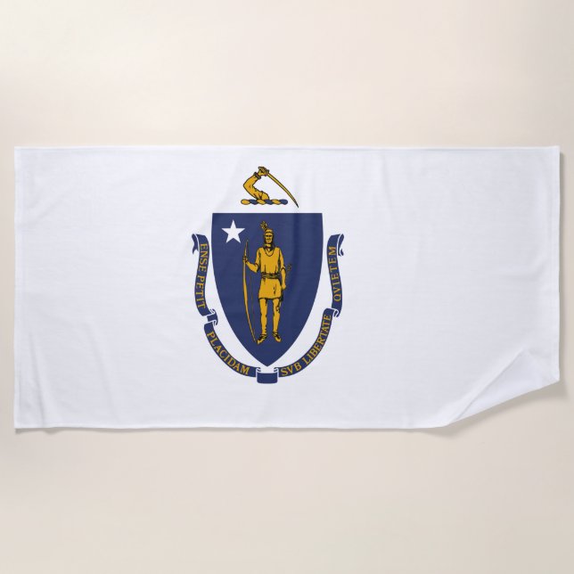 Toalla De Playa Bandera estatal de Massachusetts (Anverso)