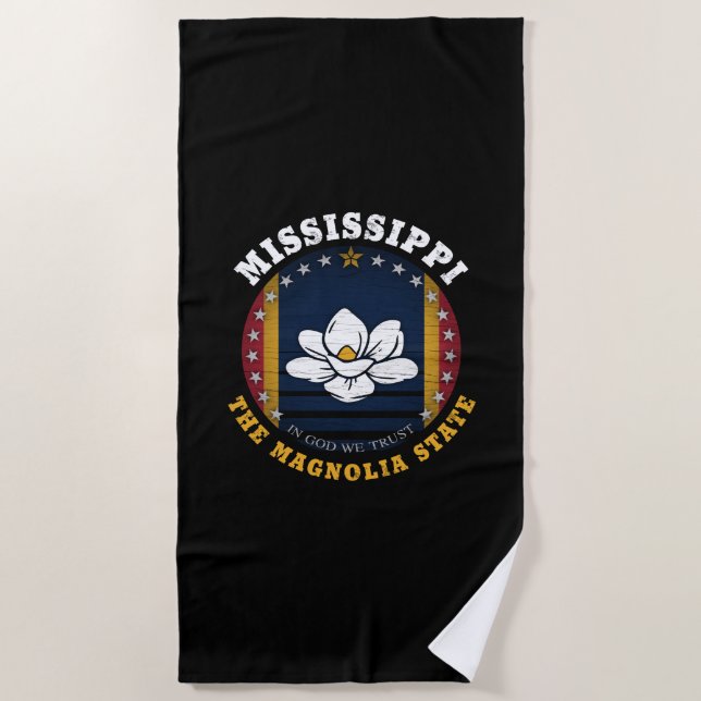 TOALLA DE PLAYA BANDERA ESTATAL DE MISSISSIPPI MAGNOLIA (Anverso)
