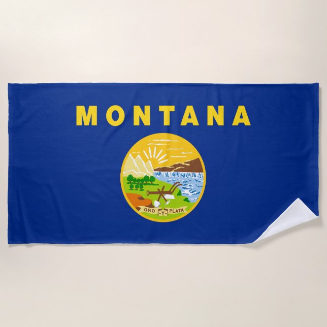 Toalla De Playa Bandera Estatal de Montana (Anverso)