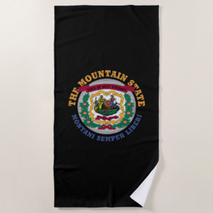 TOALLA DE PLAYA BANDERA ESTATAL DE MONTAÑA DE VIRGINIA OCCIDENTAL