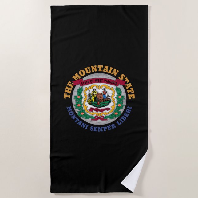 TOALLA DE PLAYA BANDERA ESTATAL DE MONTAÑA DE VIRGINIA OCCIDENTAL (Anverso)