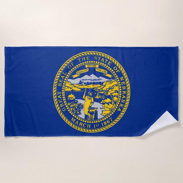 Toalla De Playa Bandera Estatal de Nebraska (Anverso)