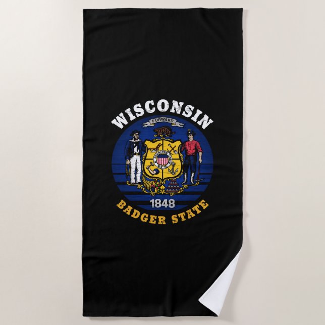 TOALLA DE PLAYA BANDERA ESTATAL DE WISCONSIN BADGER (Anverso)