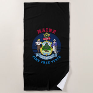TOALLA DE PLAYA BANDERA ESTATAL DEL ÁRBOL MAINE