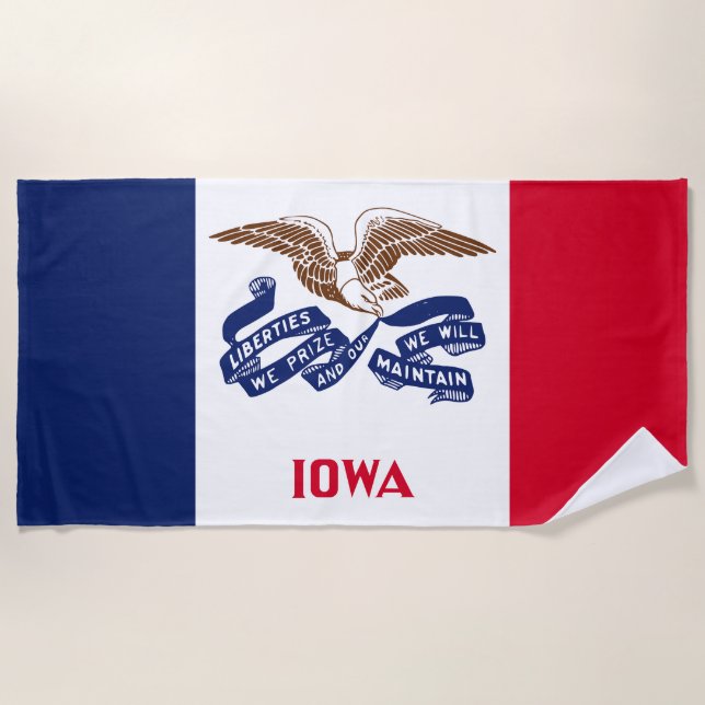 Toalla De Playa Bandera Estatal Iowa (Anverso)