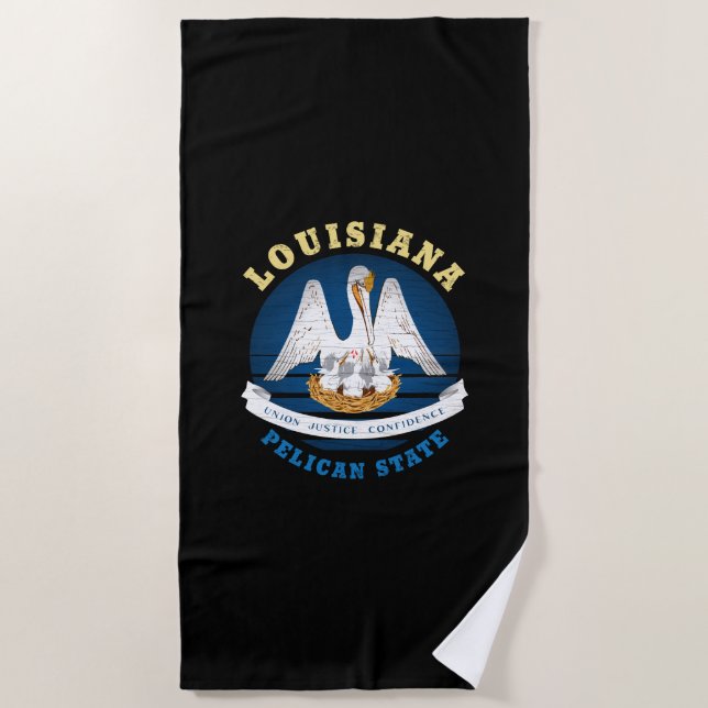 TOALLA DE PLAYA BANDERA ESTATAL LOUISIANA PELICANA (Anverso)