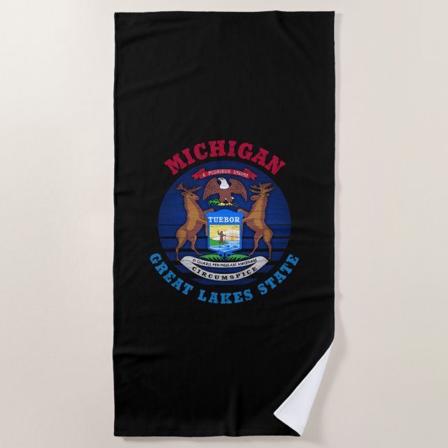 TOALLA DE PLAYA BANDERA ESTATAL MICHIGAN GREAT LAKES (Anverso)