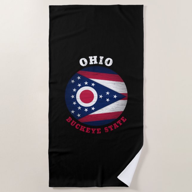 TOALLA DE PLAYA BANDERA ESTATAL OHIO BUCKEYE (Anverso)