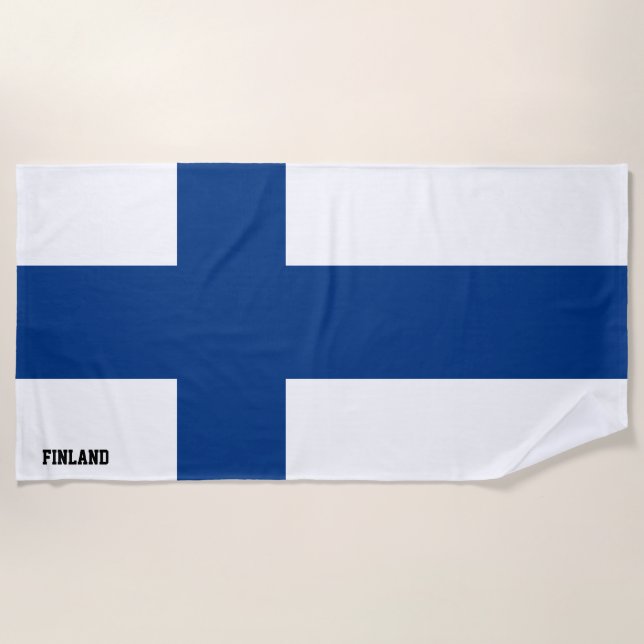 Toalla De Playa Bandera finlandesa espléndida patriótica (Anverso)