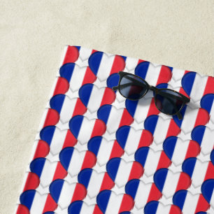 Toalla De Playa Bandera francesa colorea corazones patrióticos