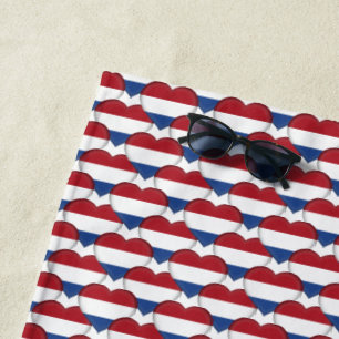 Toalla De Playa Bandera holandesa colorea el corazón patriótico