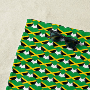 Toalla De Playa Bandera jamaiquina colorea corazones patrióticos