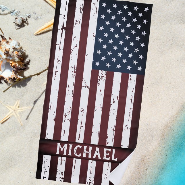 Toalla De Playa Bandera norteamericana ondulada Patriótica persona (Subido por el creador)