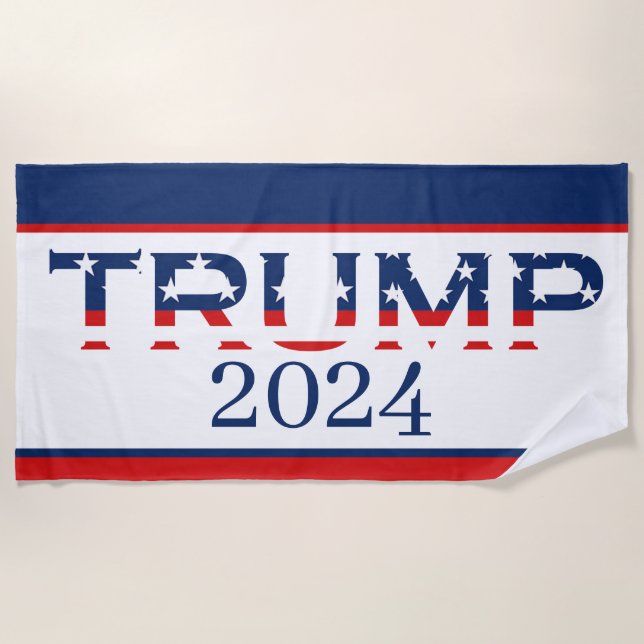 Toalla De Playa Bandera Patriótica Americana Donald Trump 2024 (Anverso)