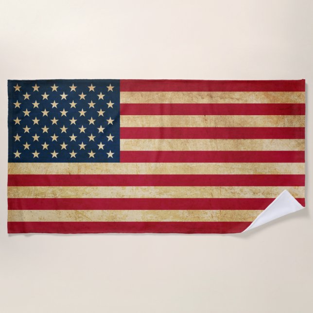 Toalla De Playa Bandera Patriótica Americana Original (Anverso)