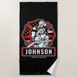Toalla De Playa Bandera Patriótica del Departamento de Bomberos Pe