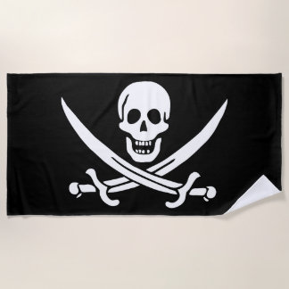 Toalla De Playa Bandera pirata calavera espadas cruzadas