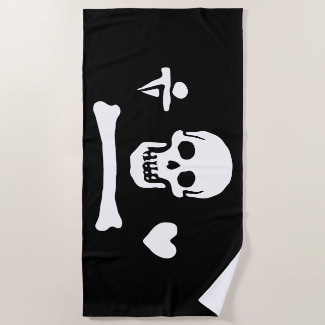 Toalla De Playa Bandera pirata Stede Bonnet Jolly Roger (Anverso)