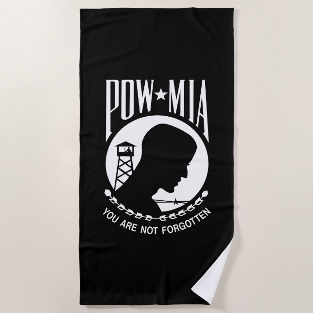 Toalla De Playa Bandera POW MIA: Soldados desaparecidos de la Guer (Anverso)