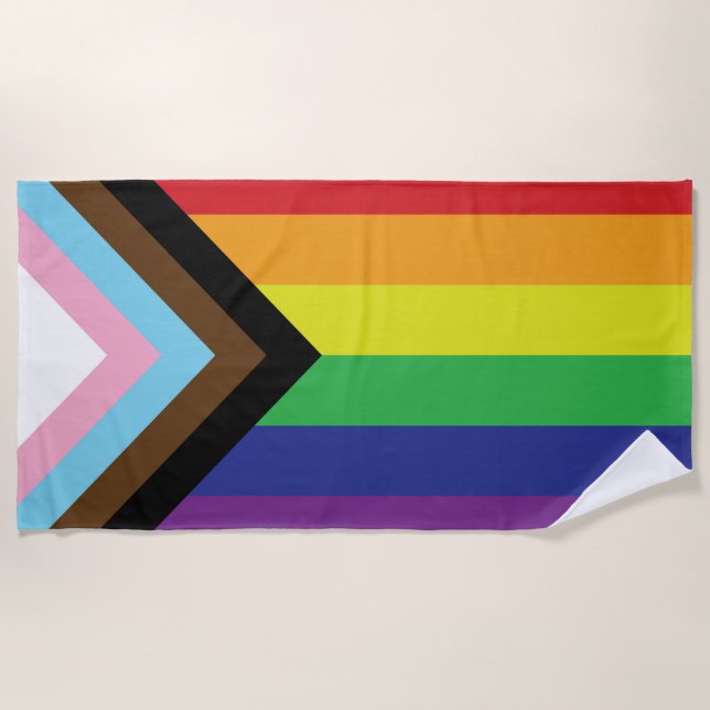 Toalla De Playa Bandera progresista LGBTQIA (Anverso)