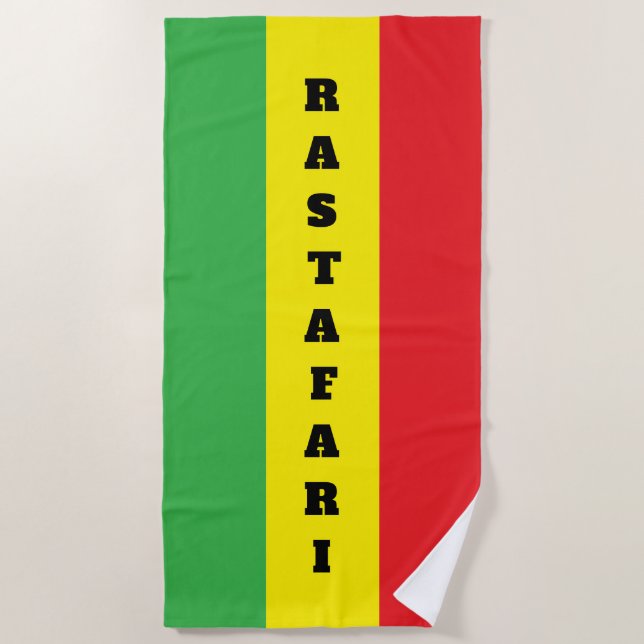 Toalla De Playa bandera rastafari personalizada (Anverso)