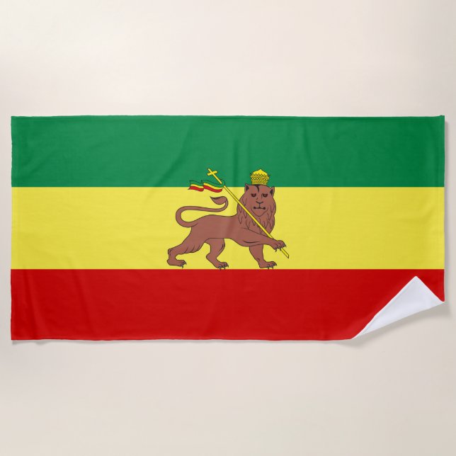 Toalla De Playa Bandera rastafari (Rastafarianismo) (Rasta) (Anverso)
