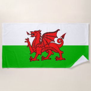Toalla De Playa Bandera roja del dragón galés de Gales