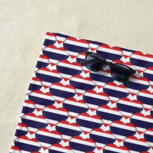 Toalla De Playa Bandera tailandesa colorea el corazón como patriot