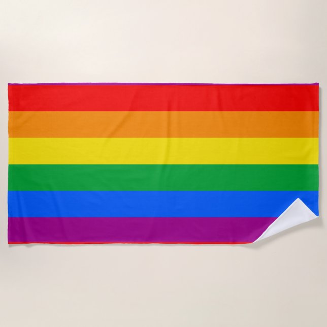 Toalla De Playa Bandera tradicional del orgullo gay (Anverso)