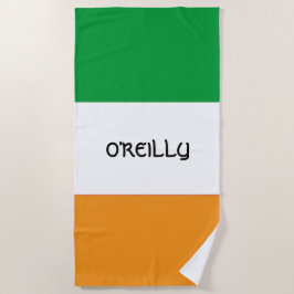 Toalla De Playa Bandera tricolor irlandesa con nombre