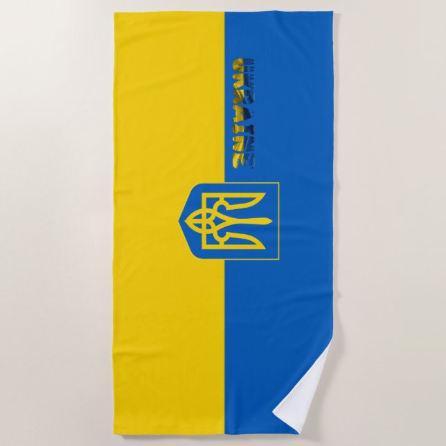 Toalla De Playa Bandera ucraniana escudo de armas (Anverso)