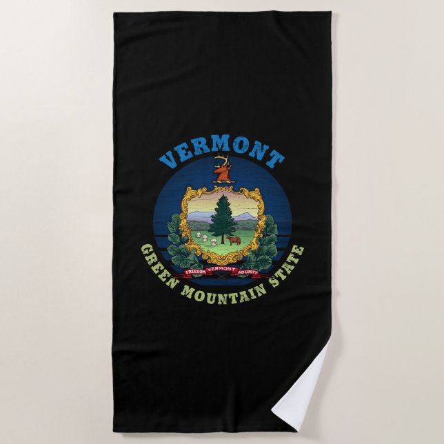 TOALLA DE PLAYA BANDERA VERMONT VERDE MONTAÑA ESTATAL (Anverso)
