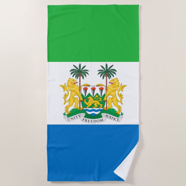 Toalla De Playa Bandera y emblema de Sierra Leona (Anverso)