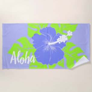 Toalla De Playa Banzai Beach Hawaiian Hibiscus Floral - Lavender