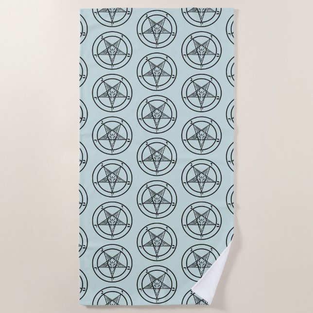 Toalla De Playa Baphomet Pentagram Blue Satanic (Anverso)