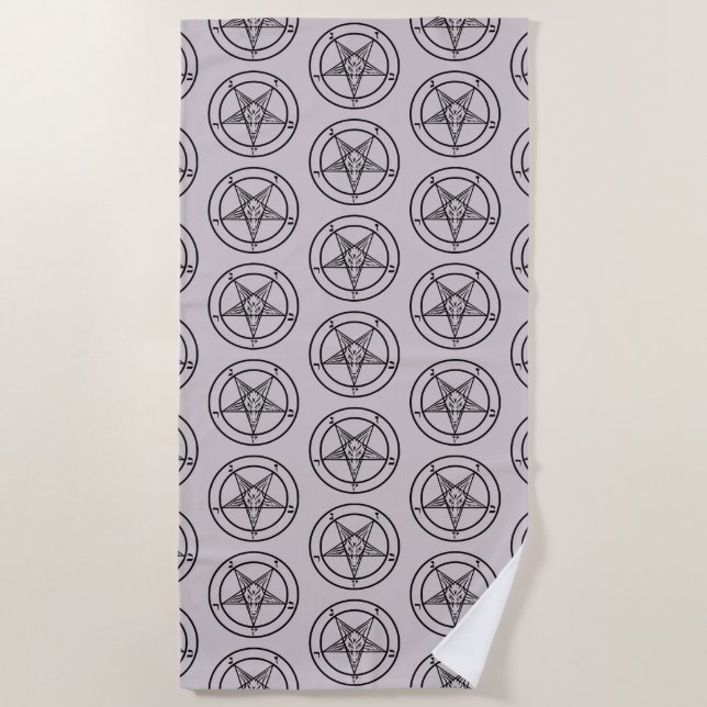 Toalla De Playa Baphomet Pentagram Lavender Satanic (Anverso)
