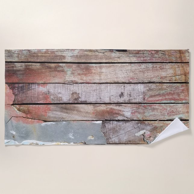 Toalla De Playa Barca rústica de madera antigua (Anverso)