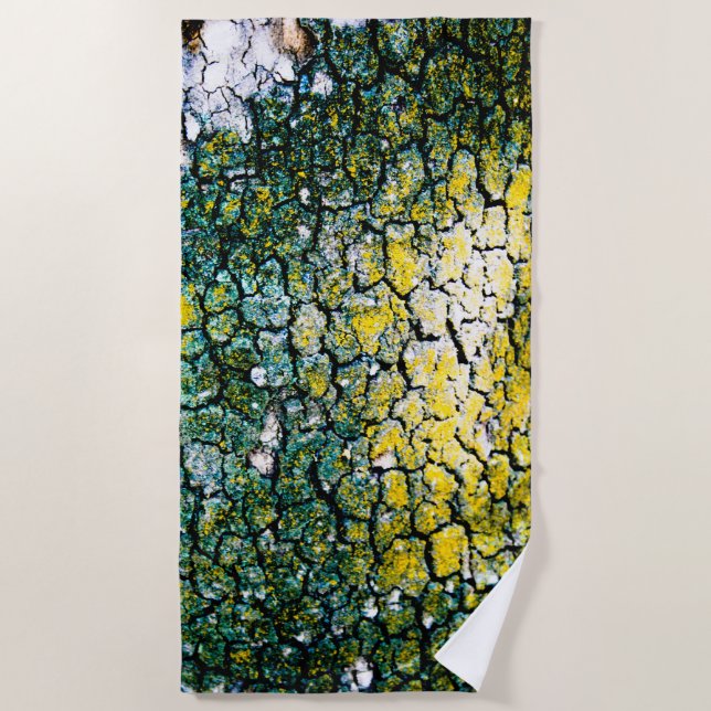 Toalla De Playa Barrera de árbol amarillo y verde (Anverso)