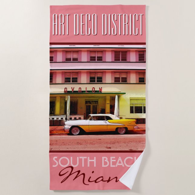 Toalla De Playa Barrio Art Deco South Beach Miami (Anverso)