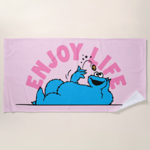 Toalla De Playa Barrio Sésamo Cookie Monster Disfrutar la vida