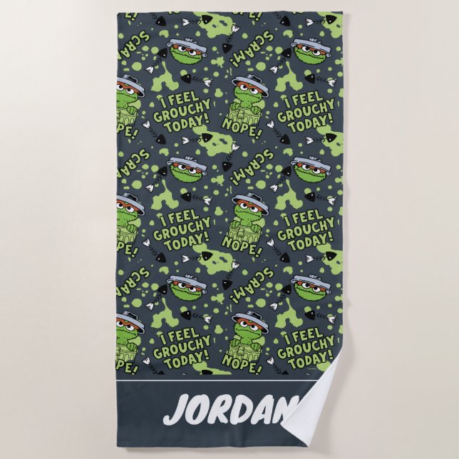 Toalla De Playa Barrio Sésamo | Oscar el Grouch | Añadir nombre (Anverso)