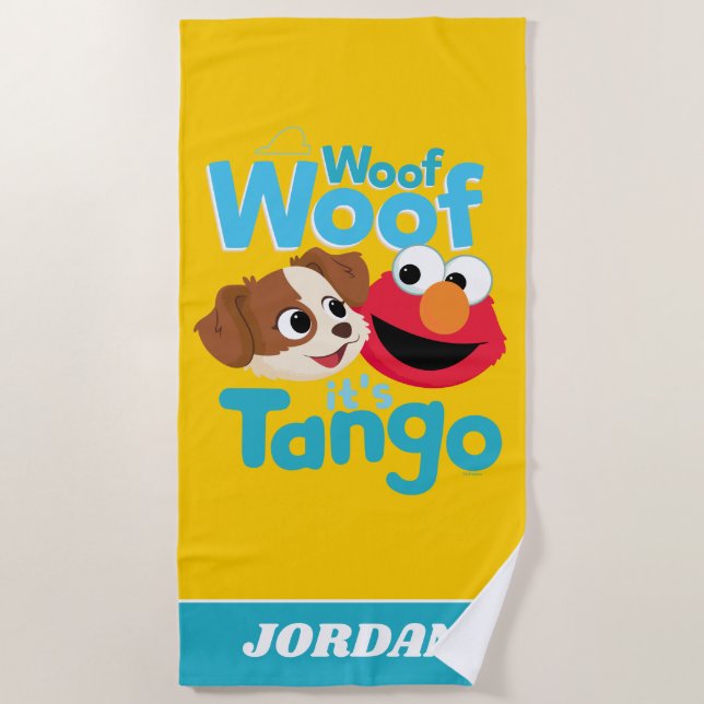 Toalla De Playa Barrio Sésamo | Woof Woof It's Tango & Elmo (Anverso)