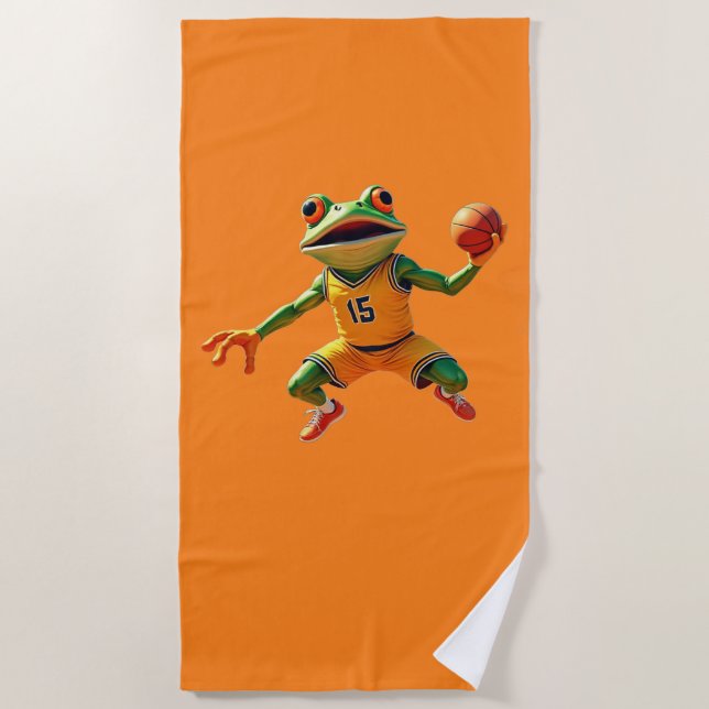 Toalla De Playa Basketball Frog orange beach towel (Anverso)