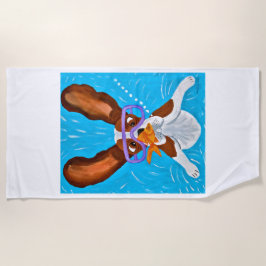 Toalla De Playa Basset Hound Bajo el Agua con Peces
