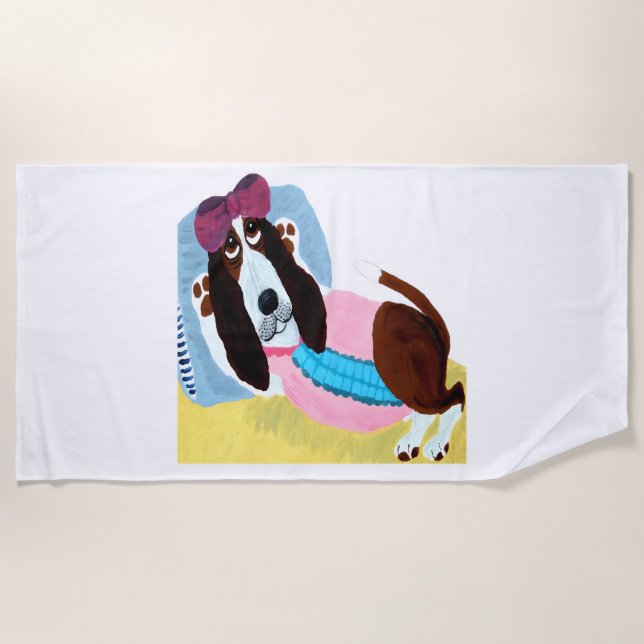 Toalla De Playa Basset Hound Swimsuit Model (Anverso)