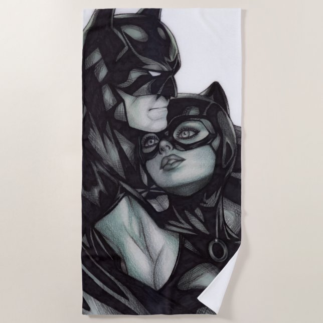 Toalla De Playa Batman & Catwoman ~ Bruce wayne & Selina Kyle (Anverso)