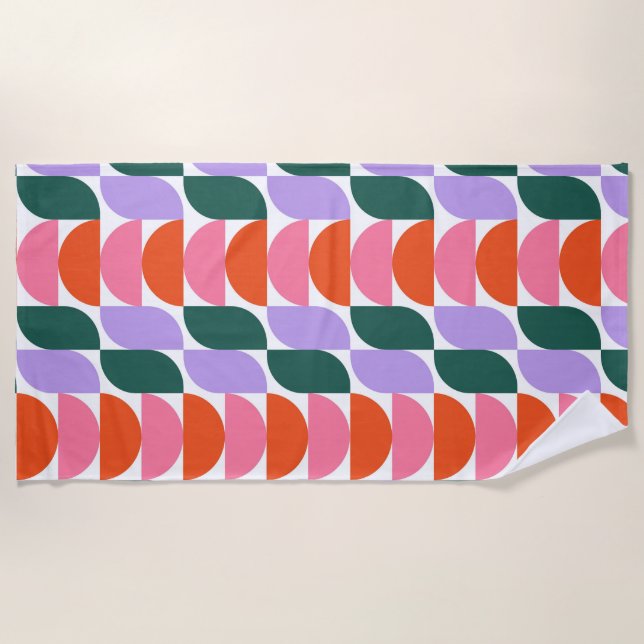 Toalla De Playa Bauhaus Mid Century Moderno Geométrico MCM Retro (Anverso)