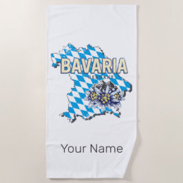 Toalla De Playa Baviera Alemania Retro Estado Federal Mapa Edelwei