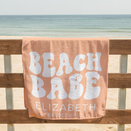 Toalla De Playa Beach Babe Trendy Peach Guay Bachelorette Party